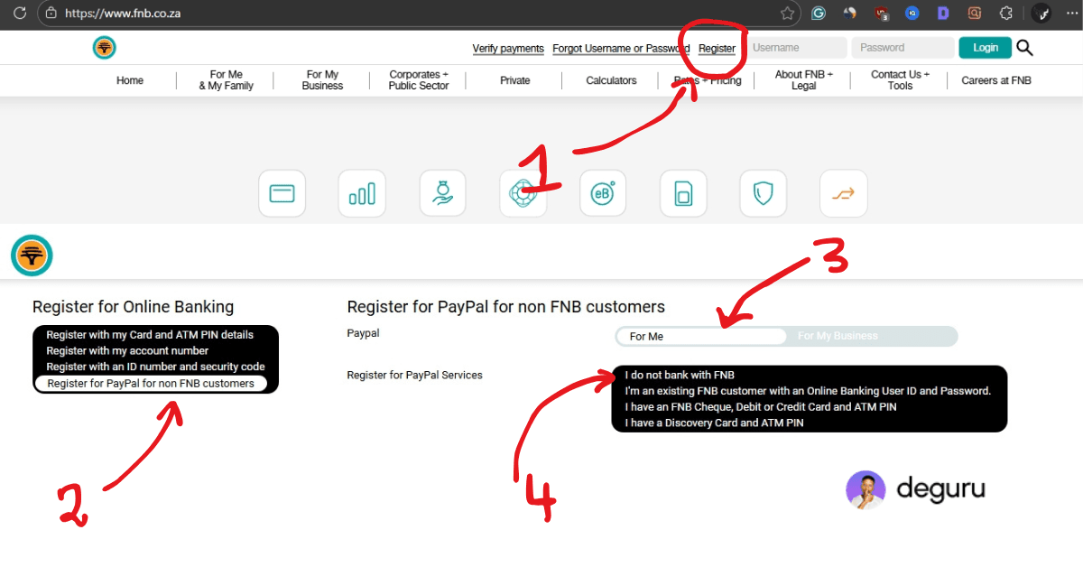Create a FNB Profile to Withdraw money from PayPal to Any South African Bank
