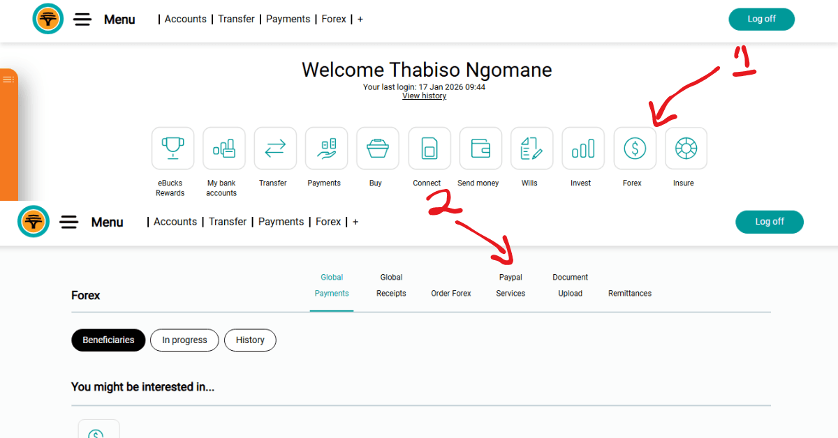 Find the PayPal Services Option